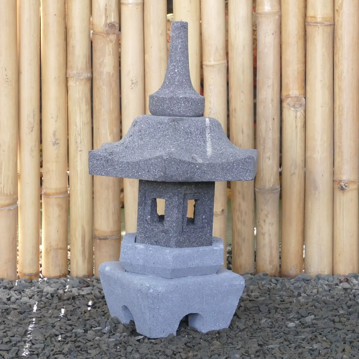  Product image 1 of the product “Japanese style Garden Lantern, made from Andesit Stone. Multipart. 50 cm Height, Roof is 30 cm width. ”